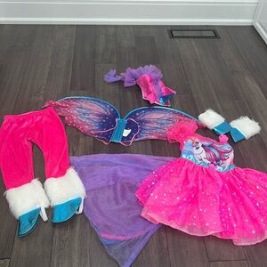 Toddler Unicorn fairy costume with wings, hat,hooves, velvet, sheer, faux fur